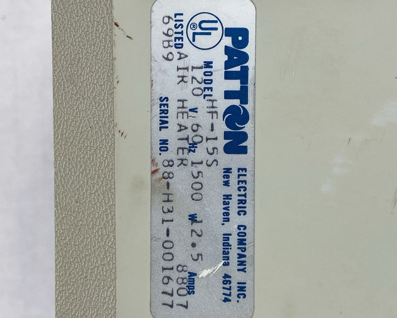 Patton Model HF-15S Electric Space Heater Power Tested