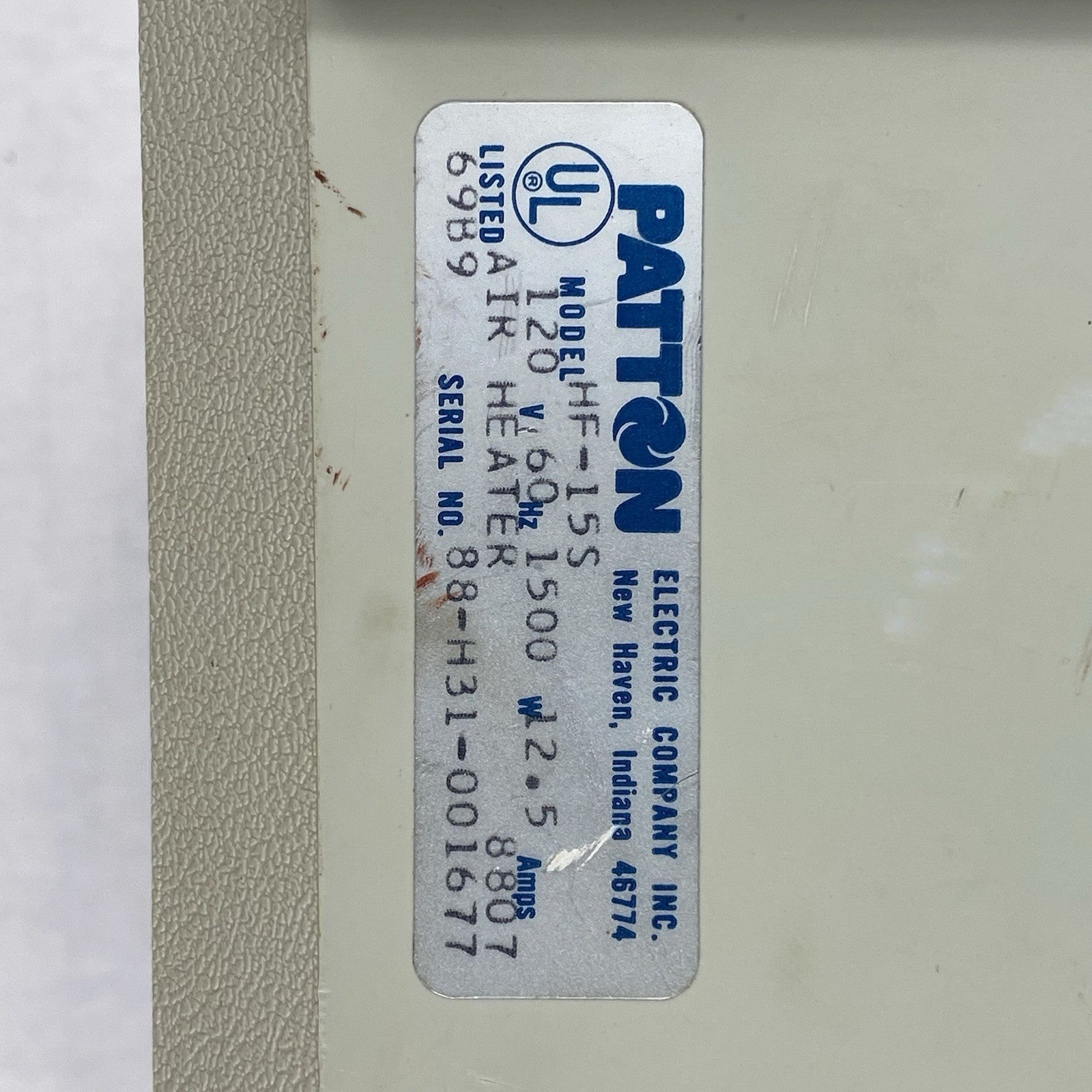 Patton Model HF-15S Electric Space Heater Power Tested