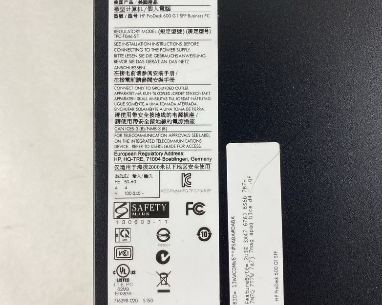 HP ProDesk 600 G1 SFF Intel Core i7-4790 3.6GHz 8GB RAM No HDD NO OS