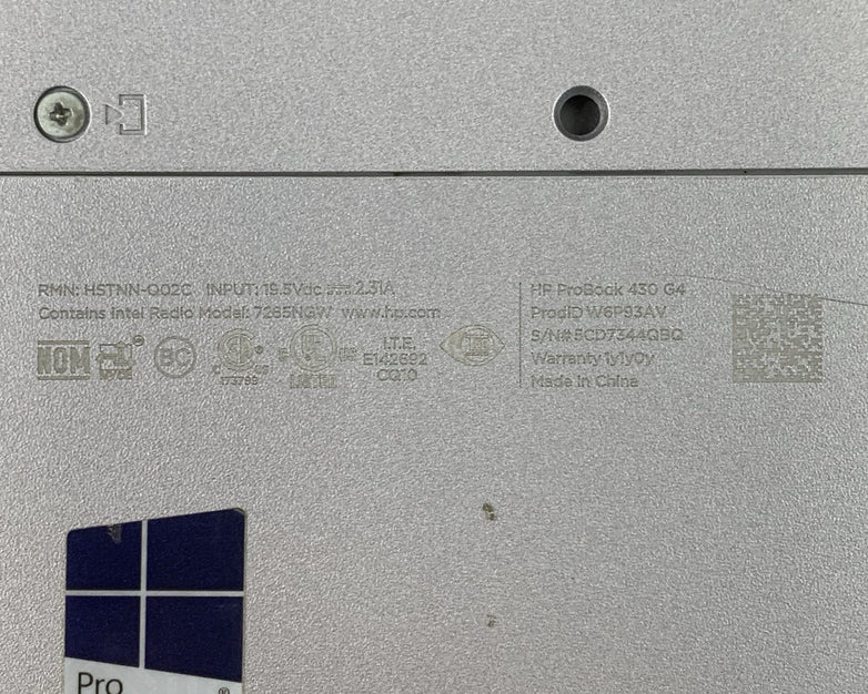 HP Probook 430 G4 13.3" Laptop i5-7200u 2.5 GHz 8 GB Ram No OS/HDD/AC/BATT