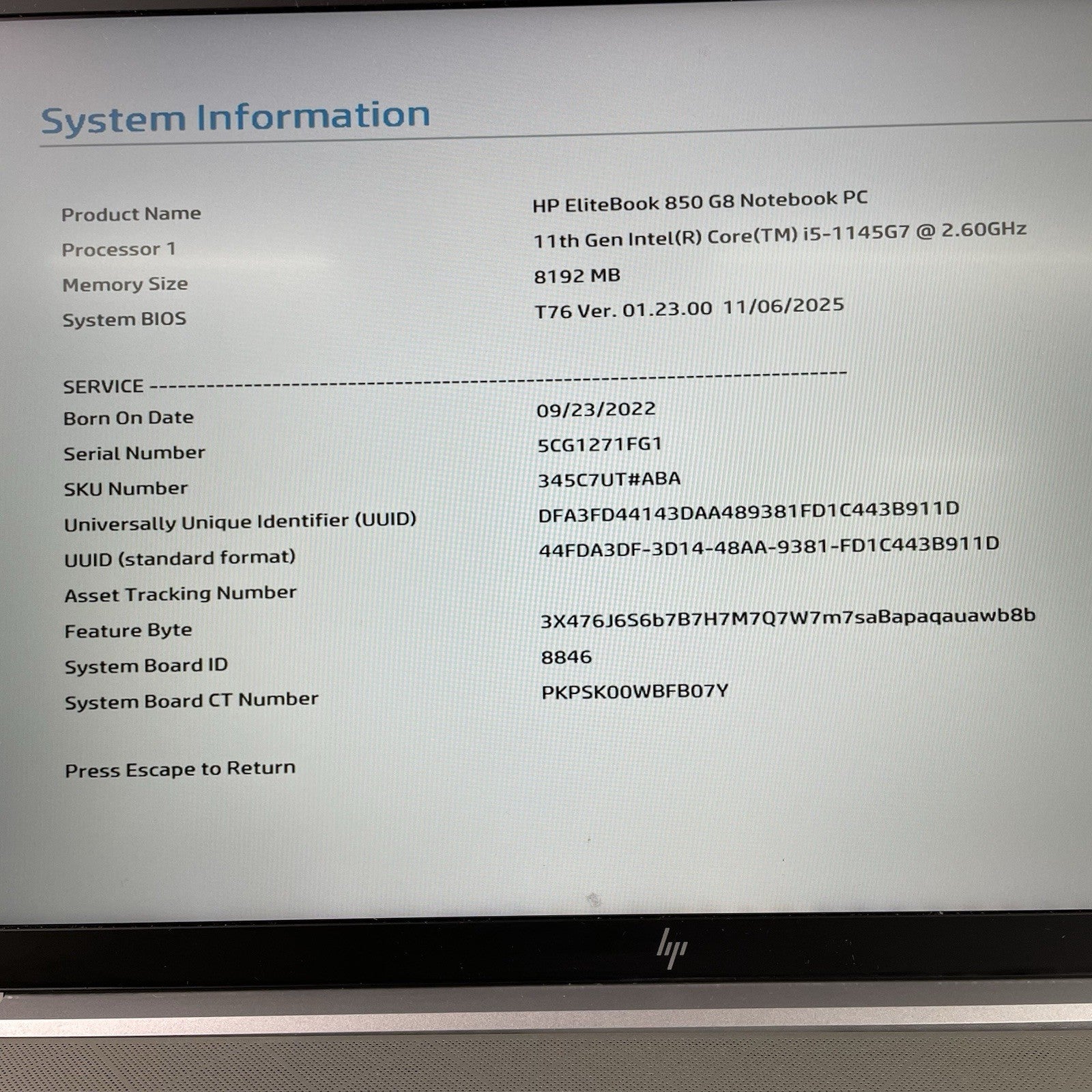 HP EliteBook 850 G8 15.6" i5-1145G7 2.60 GHz 8 GB RAM No SSD/OS/AC - Rubber Feet2