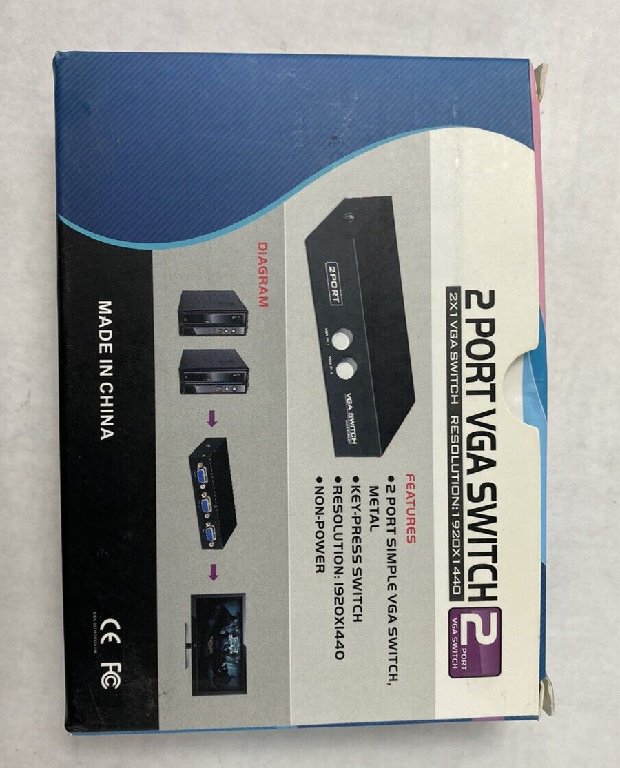 Lot of 2 Panlong 2 Port VGA Switch 2x1 VGA Switch 1920x1440
