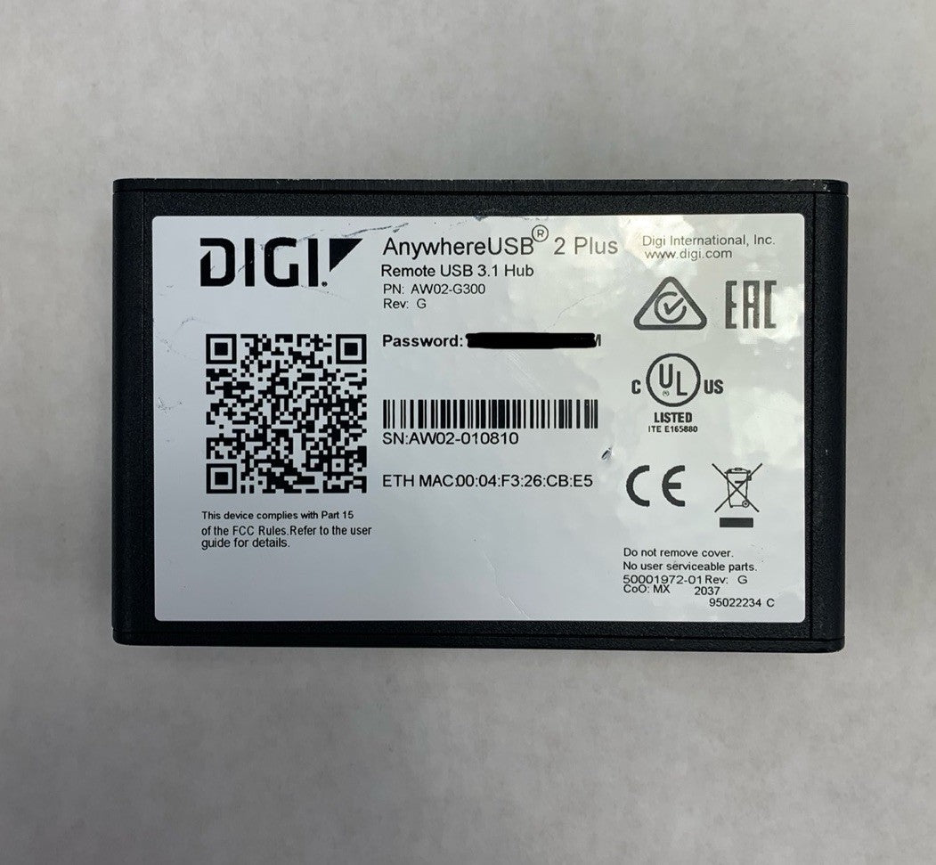 Digi AnywhereUSB 2 Plus Remote USB 3.1 External Hub w/ Power Supply