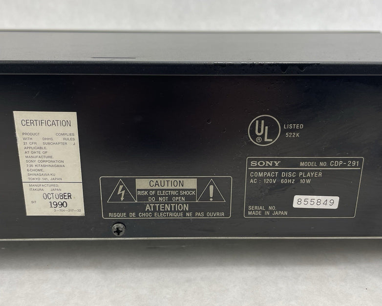 Sony CDP-291 Compact Disc CD Player No Remote Tested