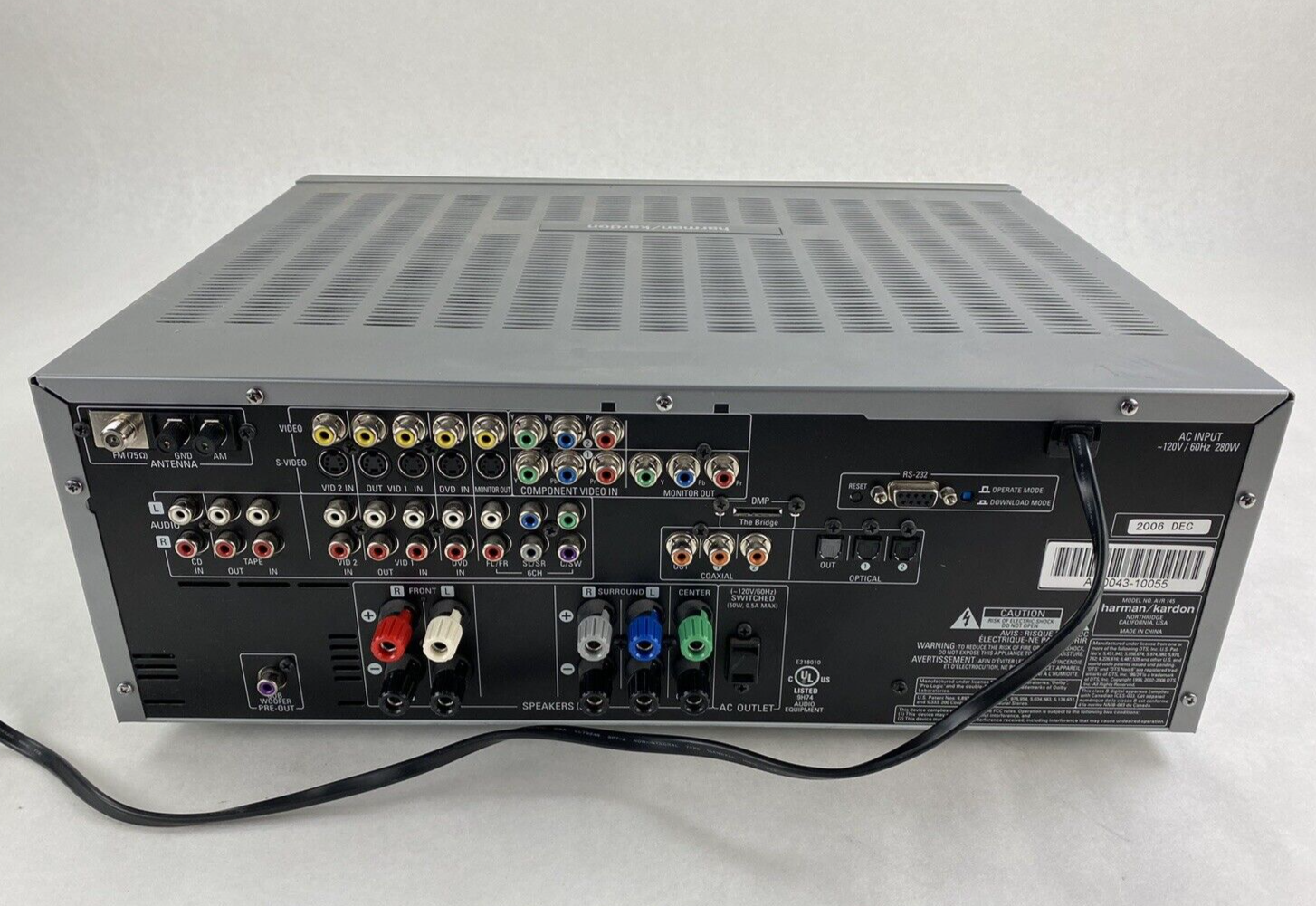 For Parts or Repair Harman Kardon AVR 145 AV Surround Receiver No Remote