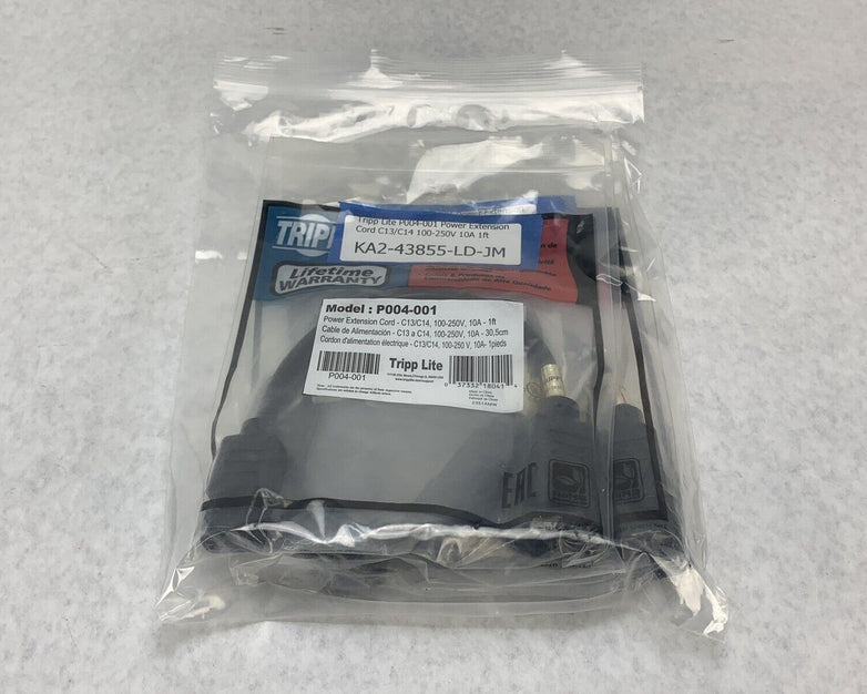 Tripp Lite P004-001 Power Extension Cord C13/C14 100-250V 10A 1ft