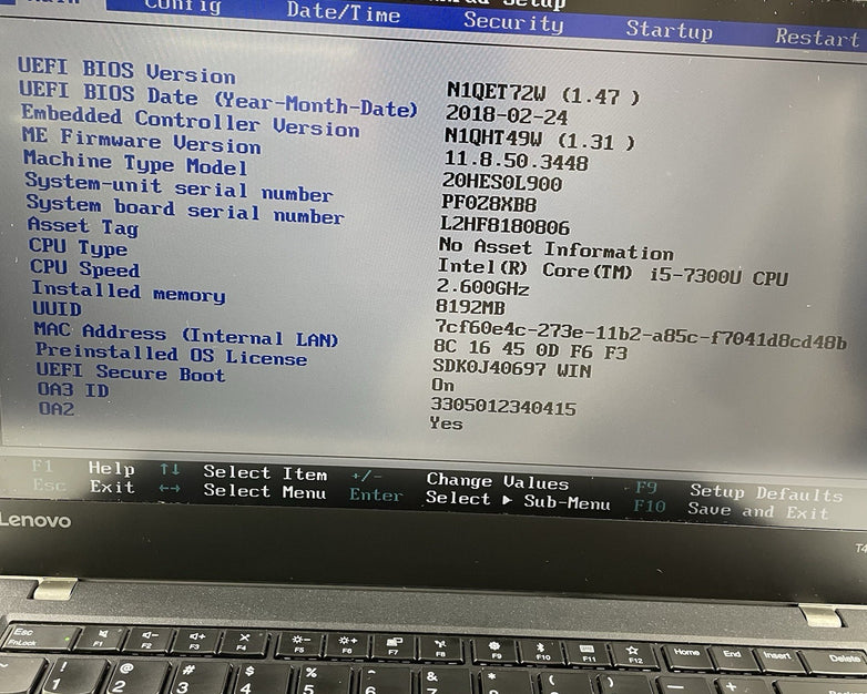 Lenovo ThinkPad T470 14" i5-7300U 2.60 GHz 8 GB RAM No SSD/OS/AC