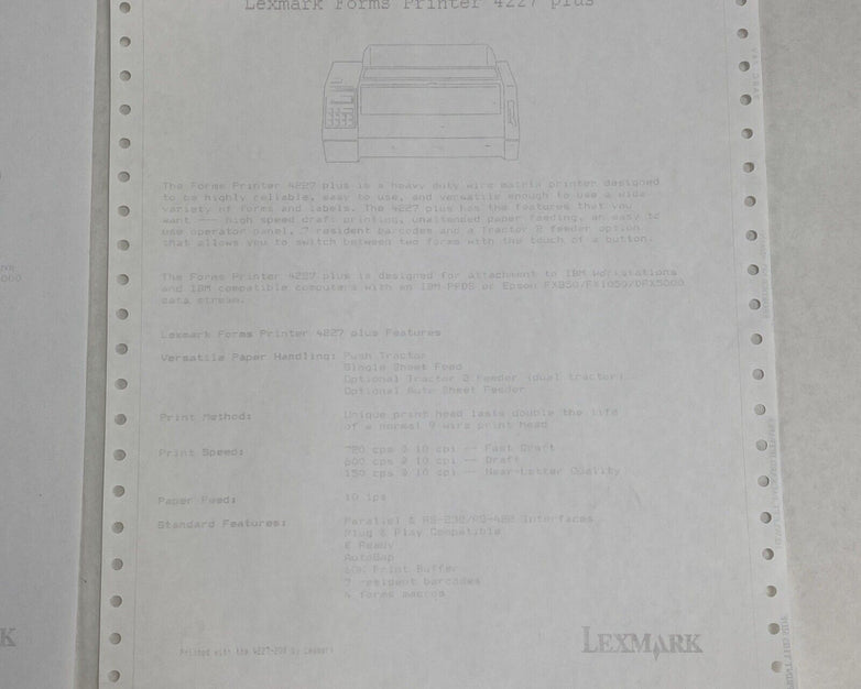 Lexmark 4227 Plus Forms Printer - Parts or Repair