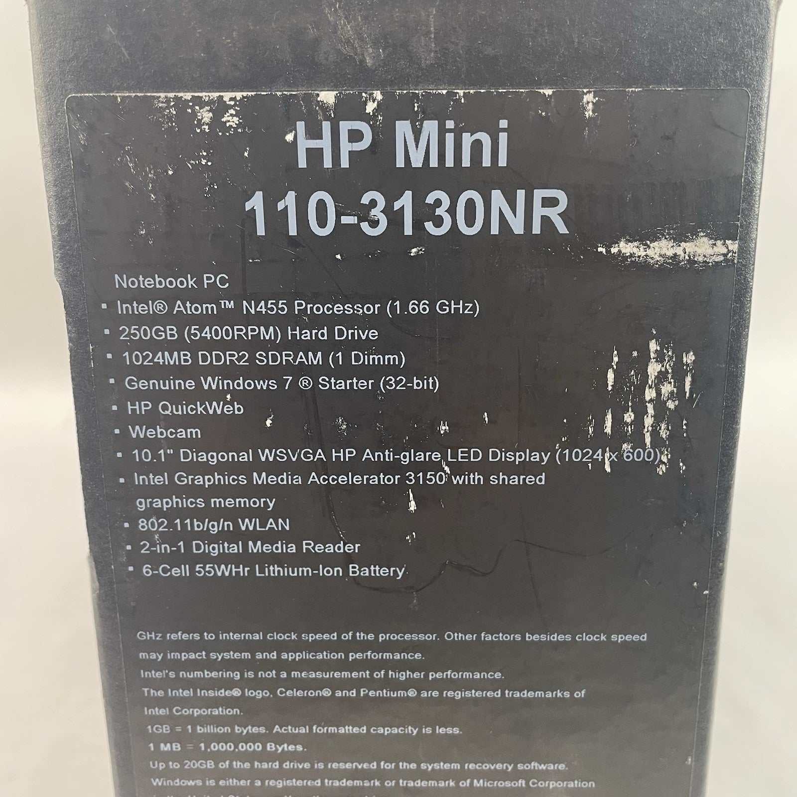 HP Mini 110-3100 10.1" Atom N455 1.60 GHz 1 GB RAM No SSD/OS/AC1