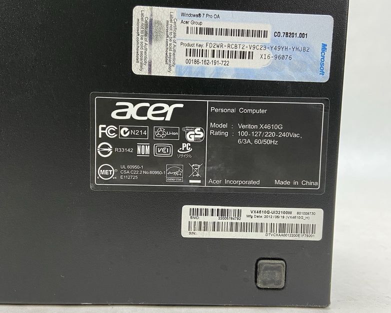 Acer Veriton x4610G SFF Intel Core i3-2120 3.3GHz 4GB RAM No HDD No OS