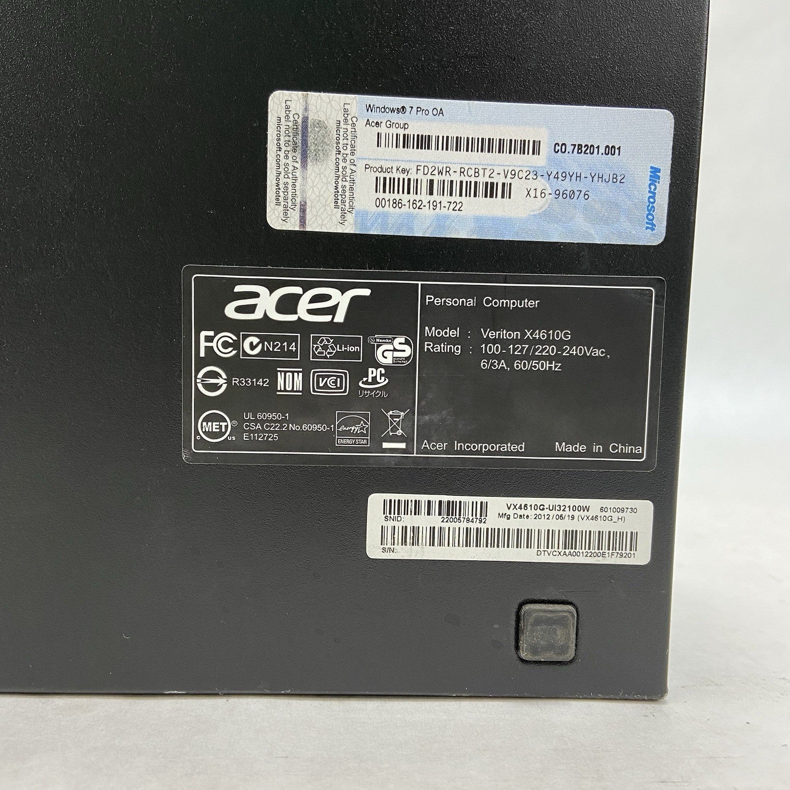 Acer Veriton x4610G SFF Intel Core i3-2120 3.3GHz 4GB RAM No HDD No OS4