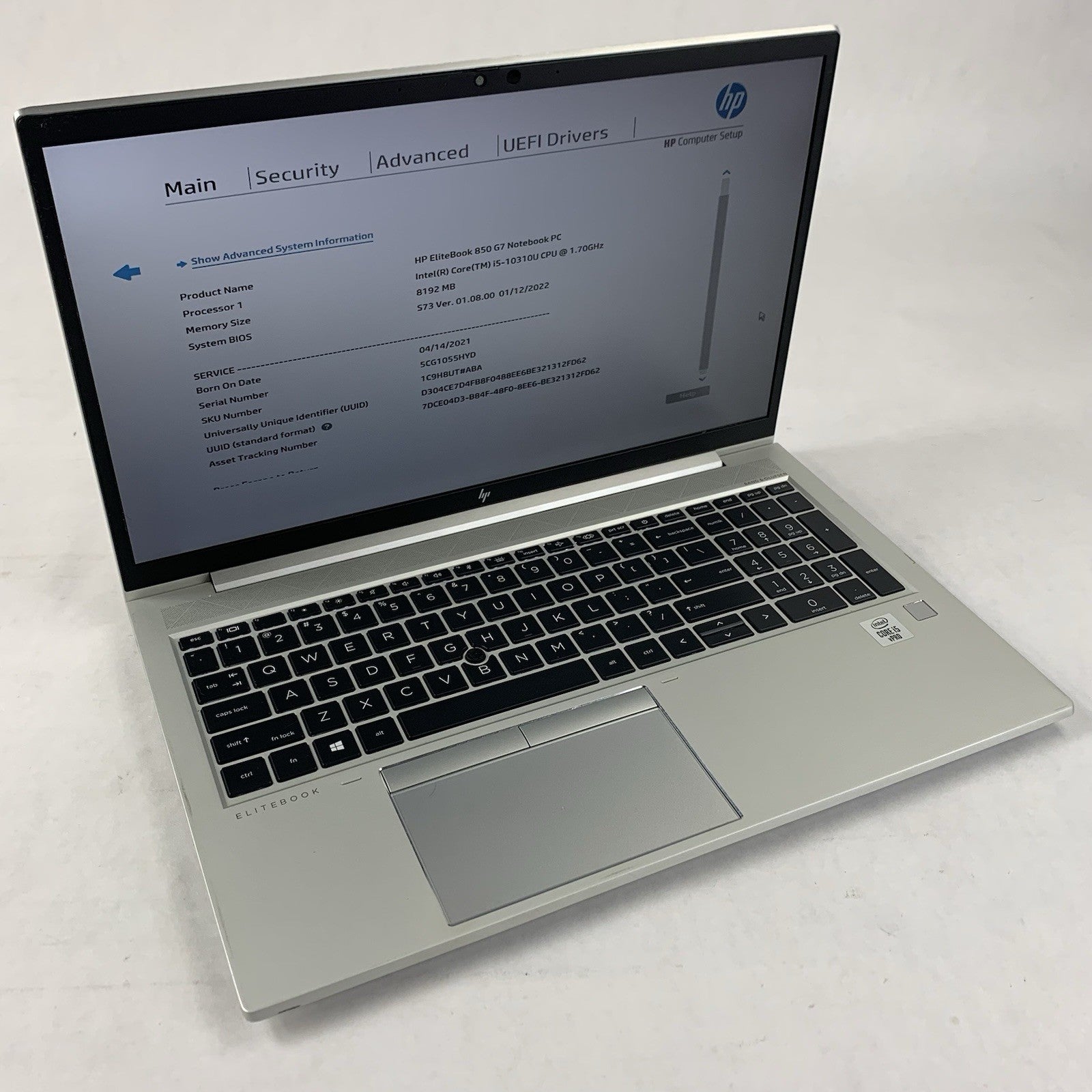 HP EliteBook 850 G7 Laptop 15.6" i5-10310U 1.70 GHz 8 GB RAM No OS/SSD/AC0