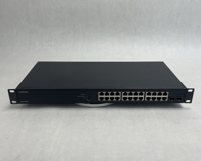 Lantronix SM24TAT2SA-VT 24-Port Managed Gigabit Ethernet PoE+ Tested & Reset