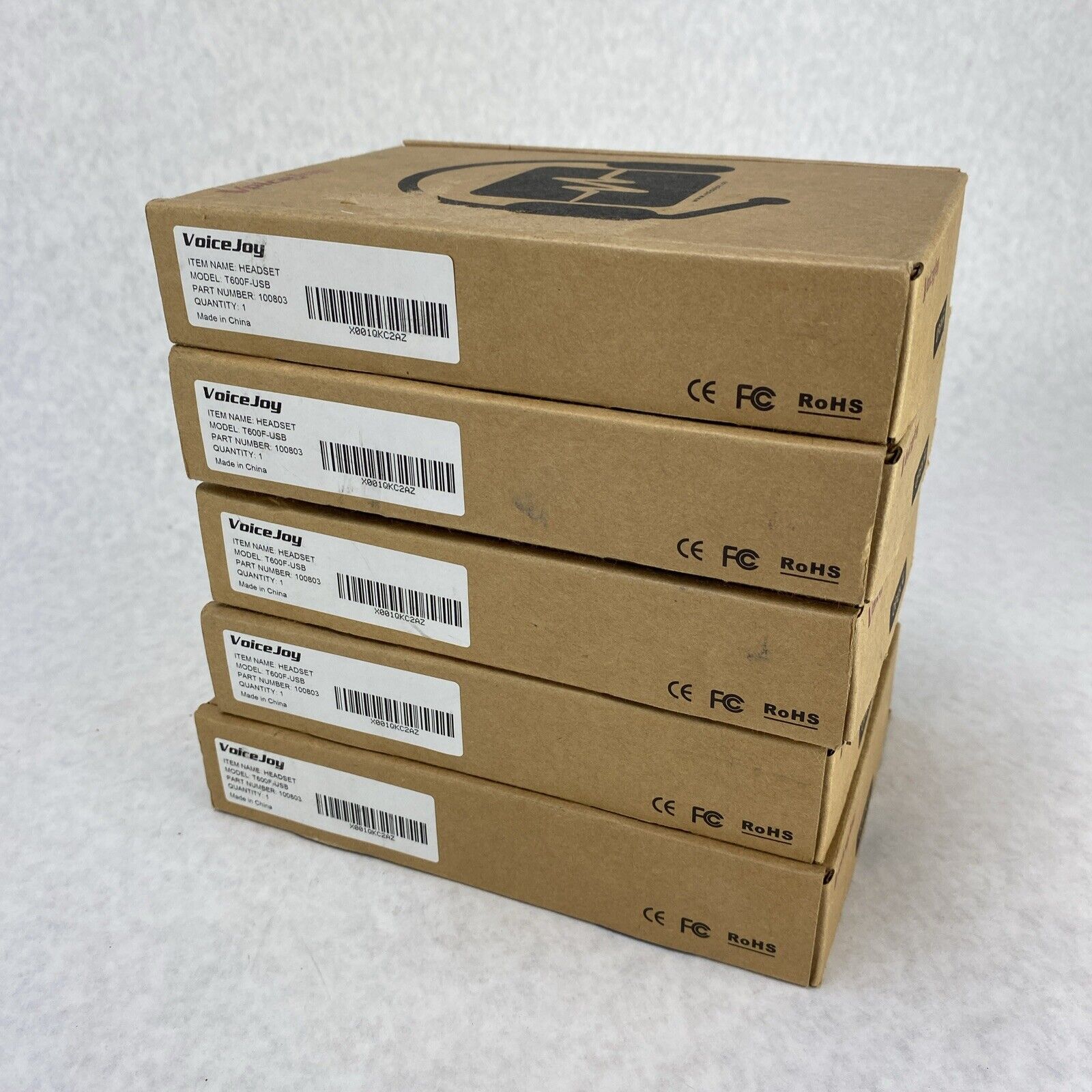Lot of 5 Voice joy T600F-USB Wired Binaural Headset