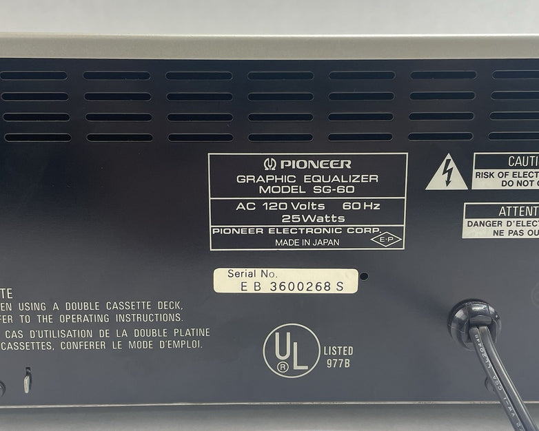 Pioneer Sg-60 Stereo Graphic Equalizer Tested