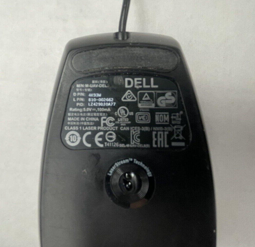 Dell M-UAV-DEL8 Silver USB Optical Scroll Mouse with 6 Buttons 4K93W Lot of 4