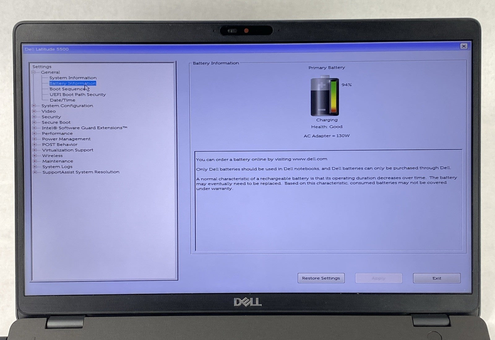 Dell Latitude 5500 Intel Core i5-8365U 1.60 GHz 8 GB RAM 15.6" No HDD No OS