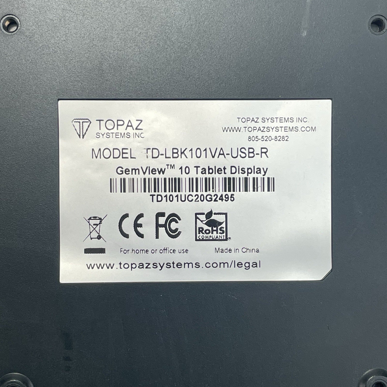 Topaz TD-LBK101VA-USB-R USB Signature Terminal Power Tested9