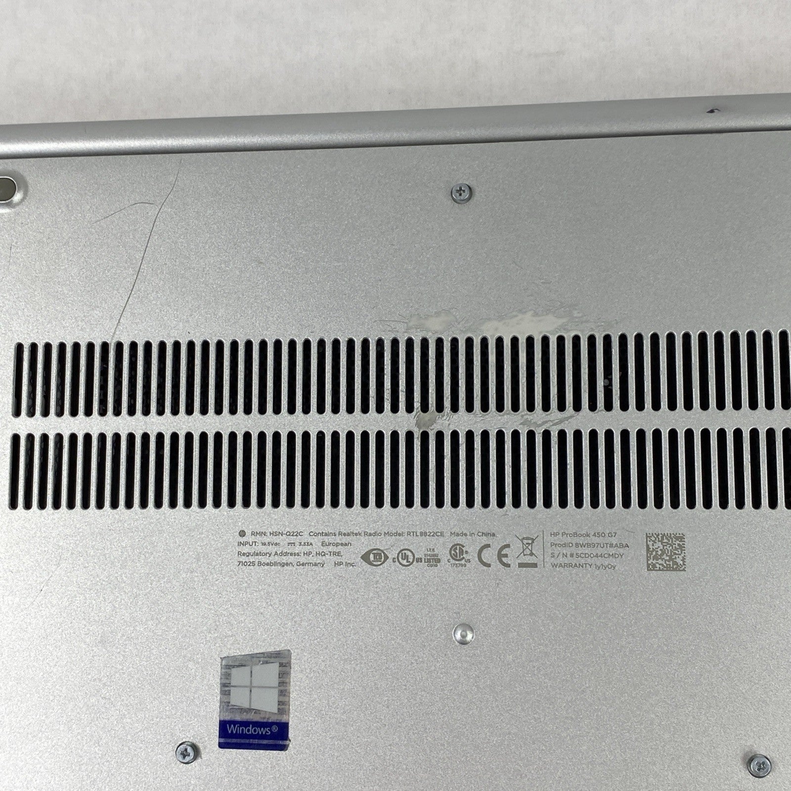 HP ProBook 450 G7 Intel Core i5-10210U 1.60 GHz 16GB RAM 15.6" No SSD No OS