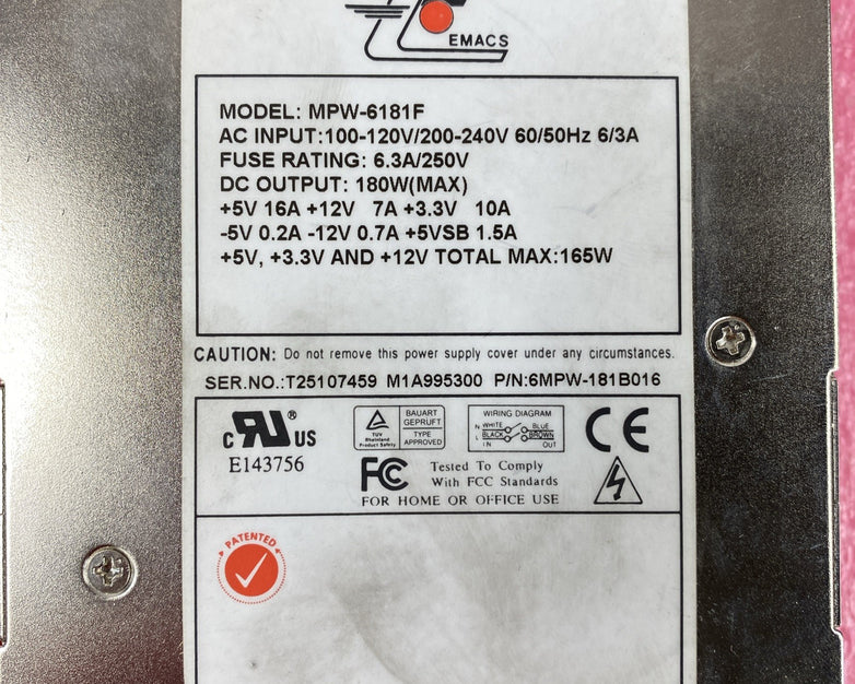 EMACS MPW-6181F 180W Auto Switching Power Supply
