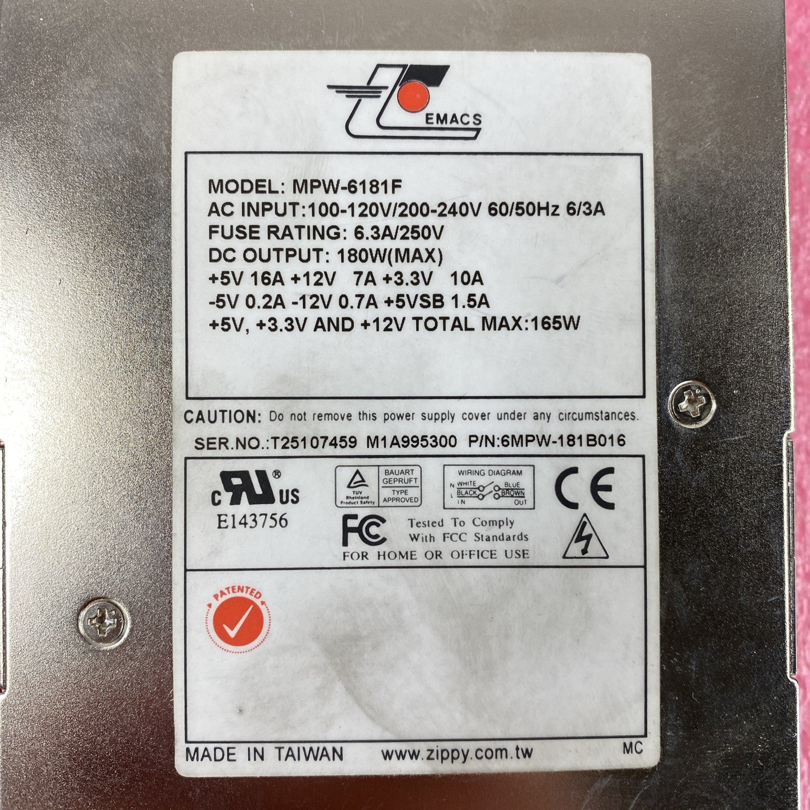 EMACS MPW-6181F 180W Auto Switching Power Supply