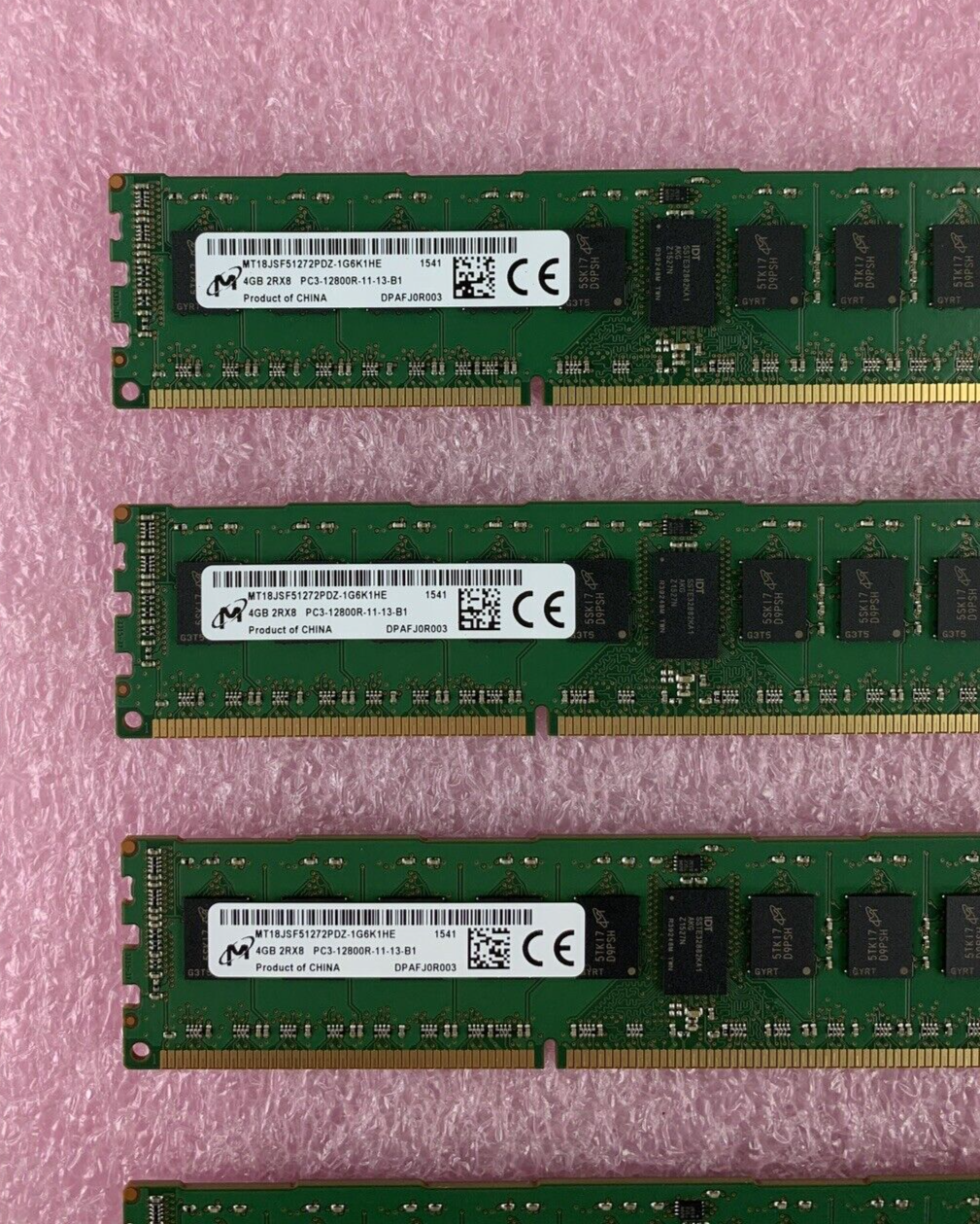 Lot of 8 Micron 4GB PC3-12800R DDR3 ECC SERVER RAM MT18JSF51272PDZ-1G6K1HE