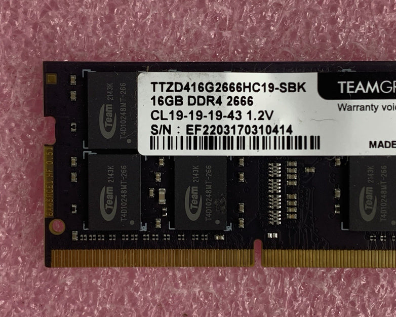 Team Group TTZD416G2666HC19-SBK Zeus 16 GB DDR4-2666 DIMM Laptop Memory Ram
