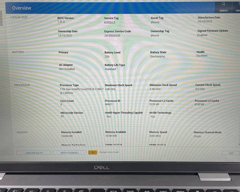 Dell Latitude 5520 15.6" i5-1145G7 2.60 GHz 16 GB RAM No SSD/OS/AC