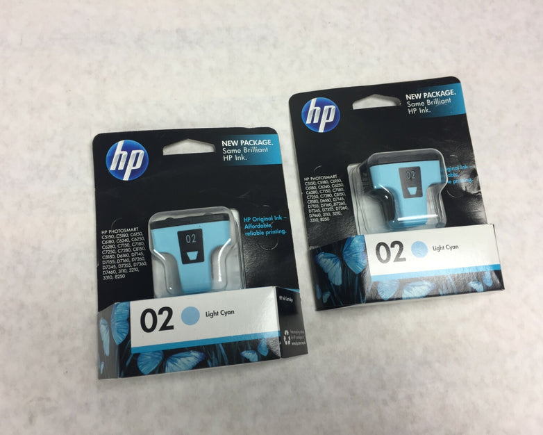 OEM HP 02 Light Cyan  Ink Cartridge C8774WN   Lot of 2   Warranty date Aug 2011