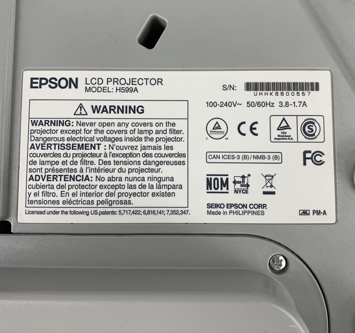 Epson H599A BrightLink 595Wi LCD Lamp Projector 3538 Lamp Hours No Remote7
