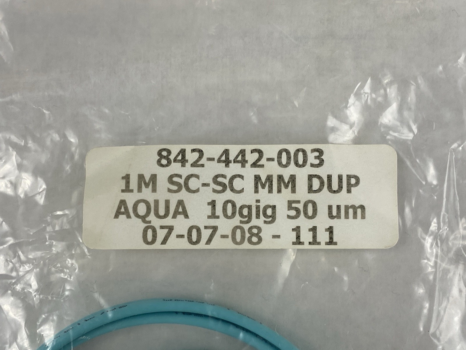 1M SC-SC MM DUP Aqua 10 Gig 50 um Fiber Patch Cable Lot of 4