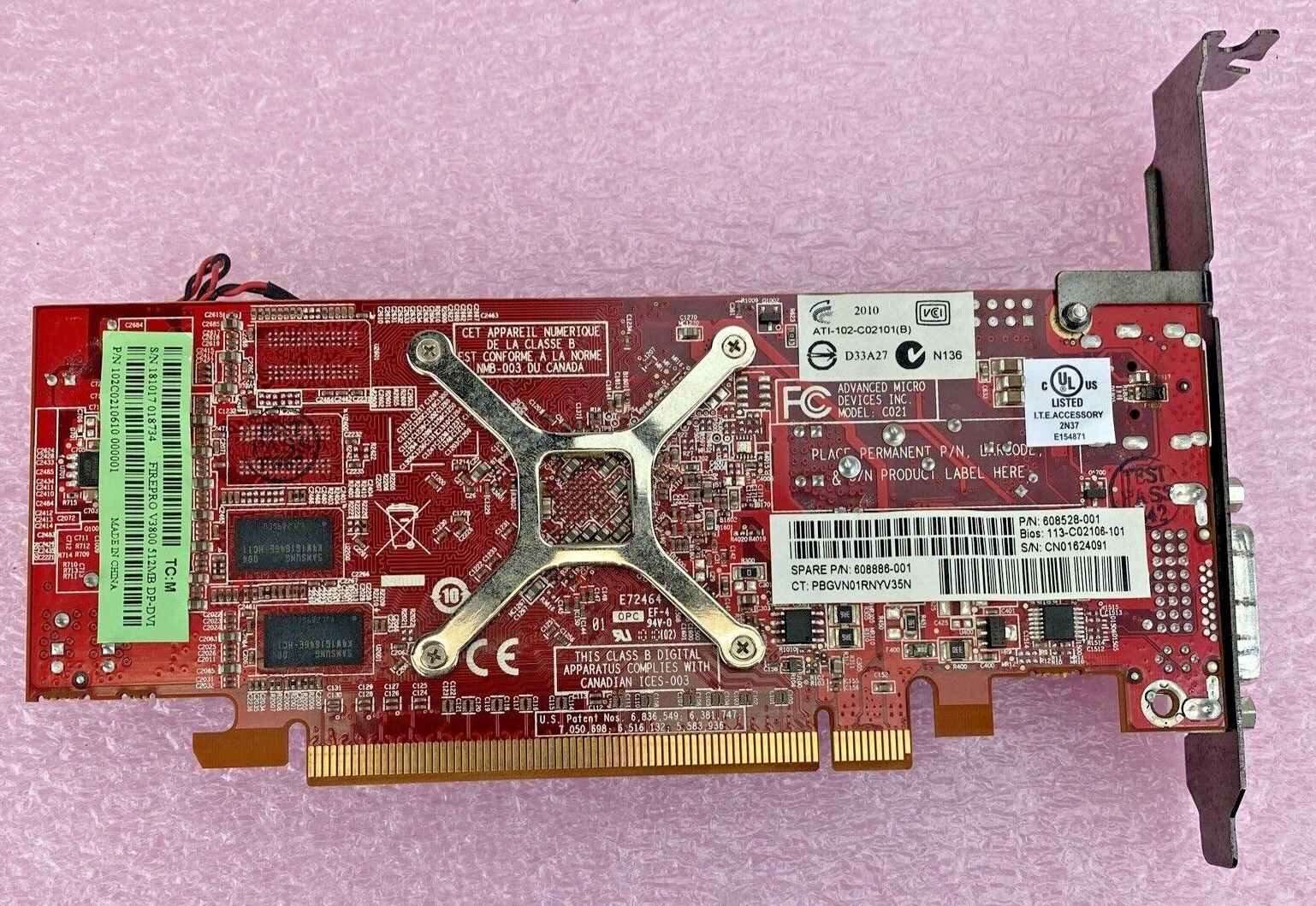 ATI 102C0210610 FirePro V3800 512MB DisplayPort DVI PCIe GPU (Lot of 2)