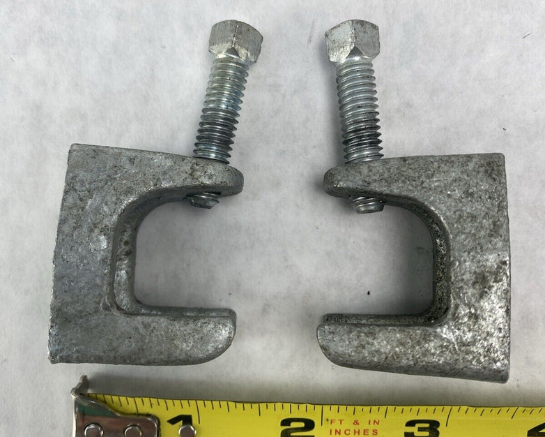 Lot( 2 ) Steel Beam Clamps 0.75 inch U Trough with 3/8" Mount Hole