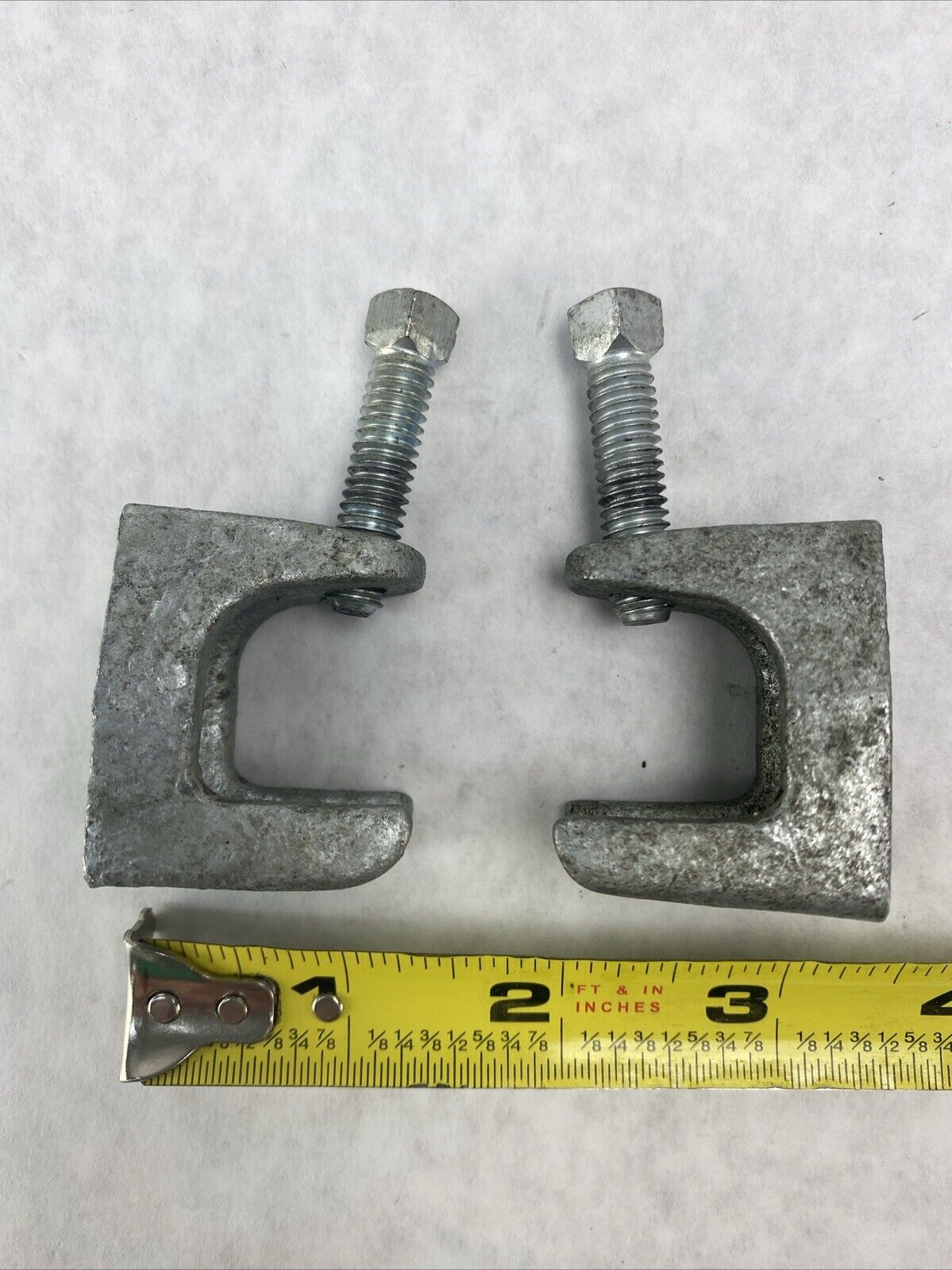 Lot( 2 ) Steel Beam Clamps 0.75 inch U Trough with 3/8" Mount Hole