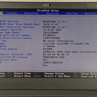 Lenovo ThinkPad T480 Intel Core i5-8350U 1.70 GHz 8 GB RAM 14" No HDD No OS