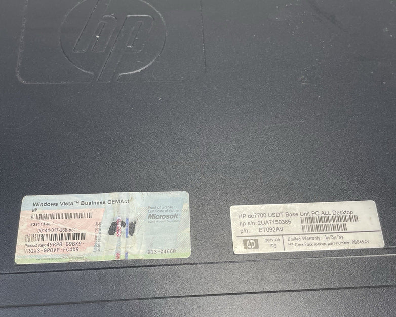 HP Compaq DC 7700 Ultra Slim Pemium D 3.4 GHz 3 GB Ram CD/DVD No HDD No OSS