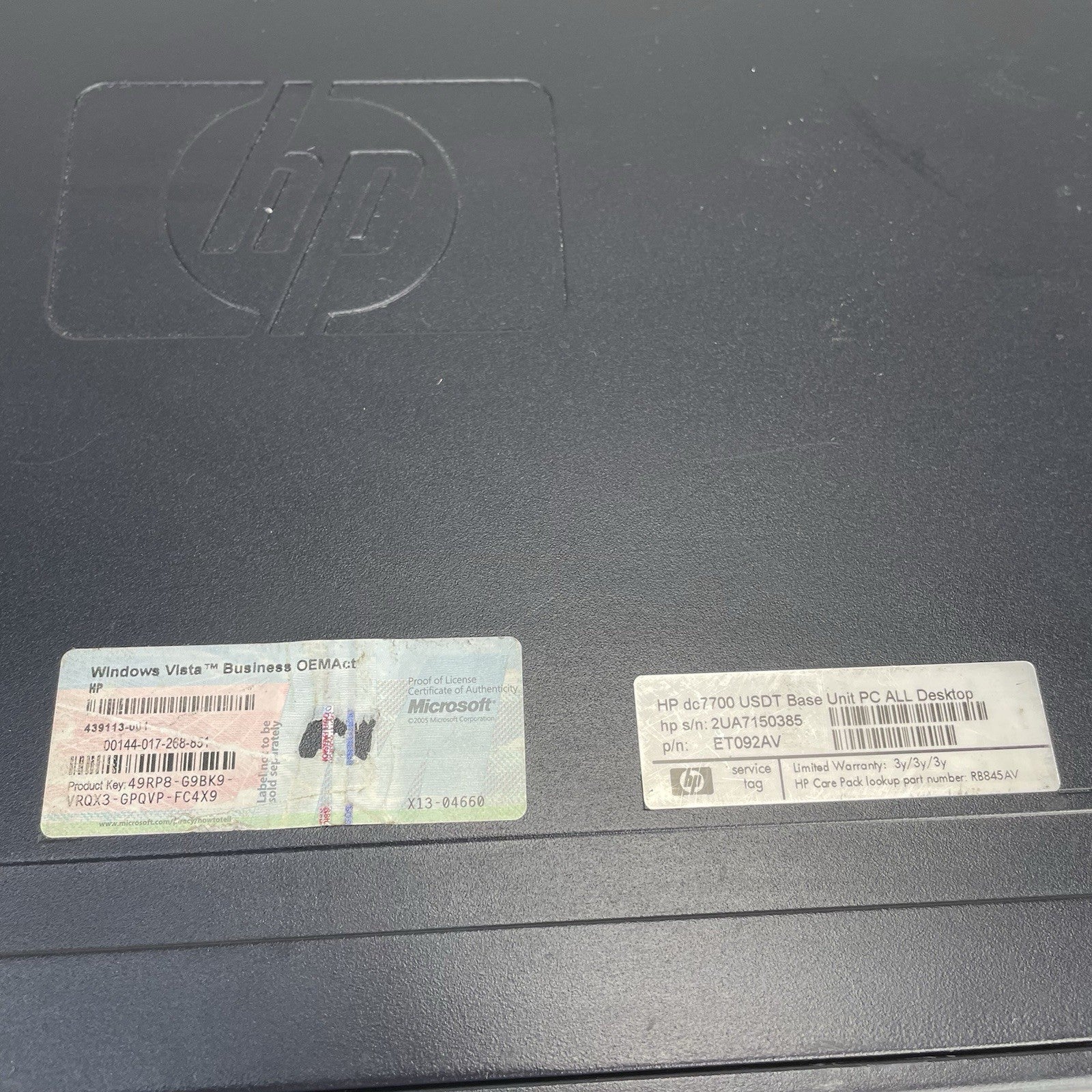 HP Compaq DC 7700 Ultra Slim Pemium D 3.4 GHz 3 GB Ram CD/DVD No HDD No OSS
