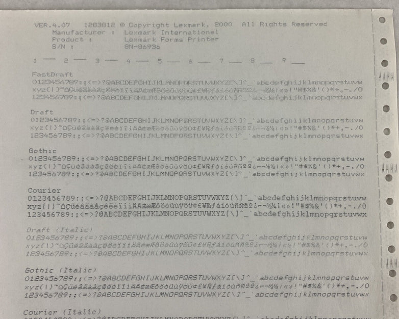 Lexmark 2400 Series 2480-100 Dot Matrix Printer Bad Ports for Parts and Repair