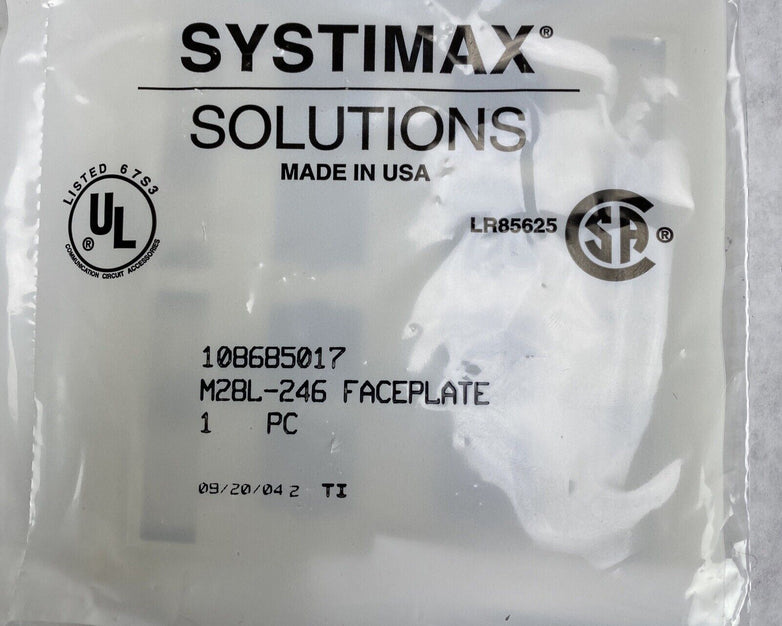 Lot( 2 ) Systimax 108685017 L Type M28L-246 8-Port Flush Mounted Faceplate Ivory