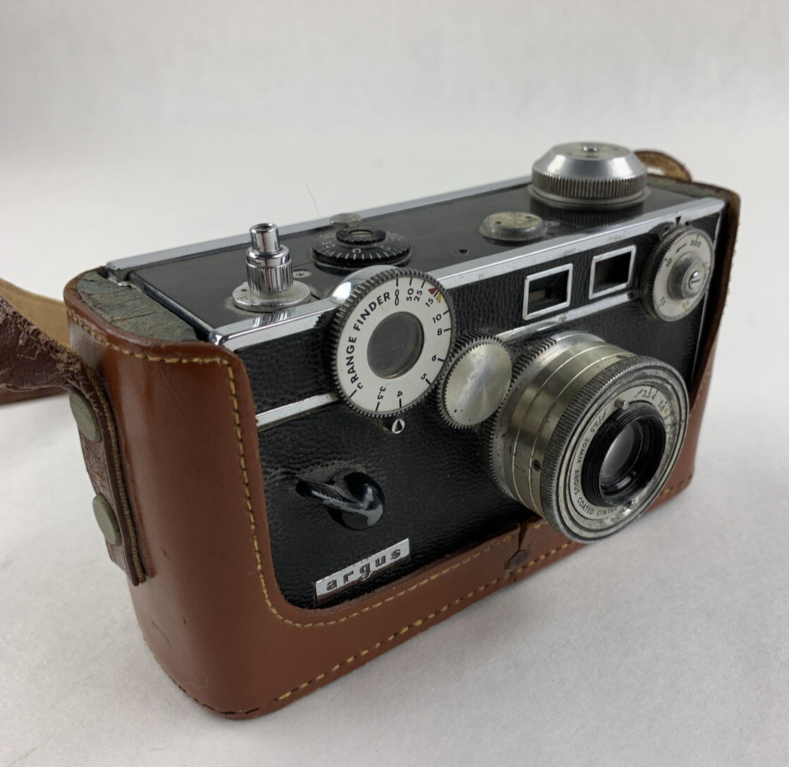Argus Coated Cintar 50mm F3.5 Lens with Leather Case Vintage Untested No Film