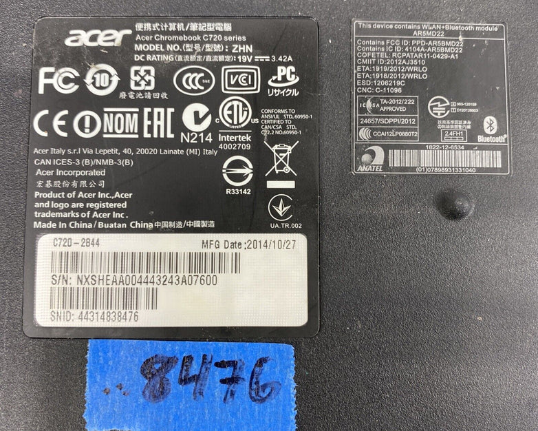 Lot of 4 Acer Chromebook C720 11.6" 1.4 GHz 2GB DDR3L Grade C FOR PARTS