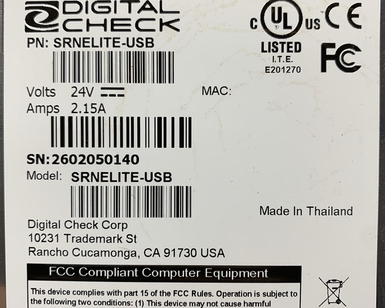 Digital Check SRNELITE-USB ReceiptNOW Elite - Untested