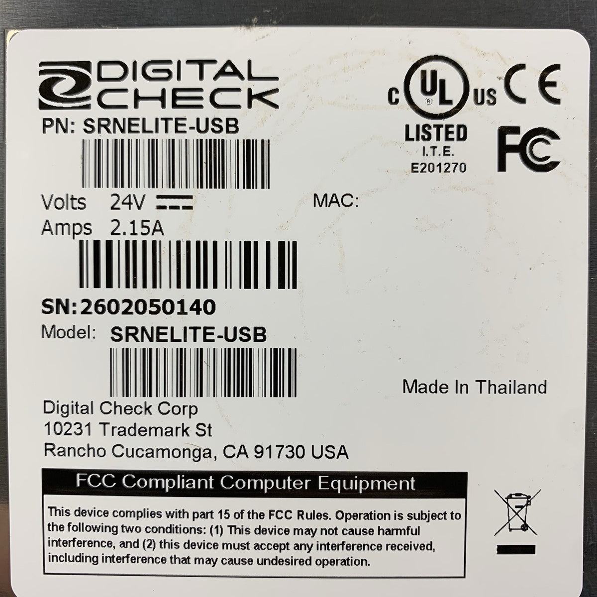Digital Check SRNELITE-USB ReceiptNOW Elite - Untested6