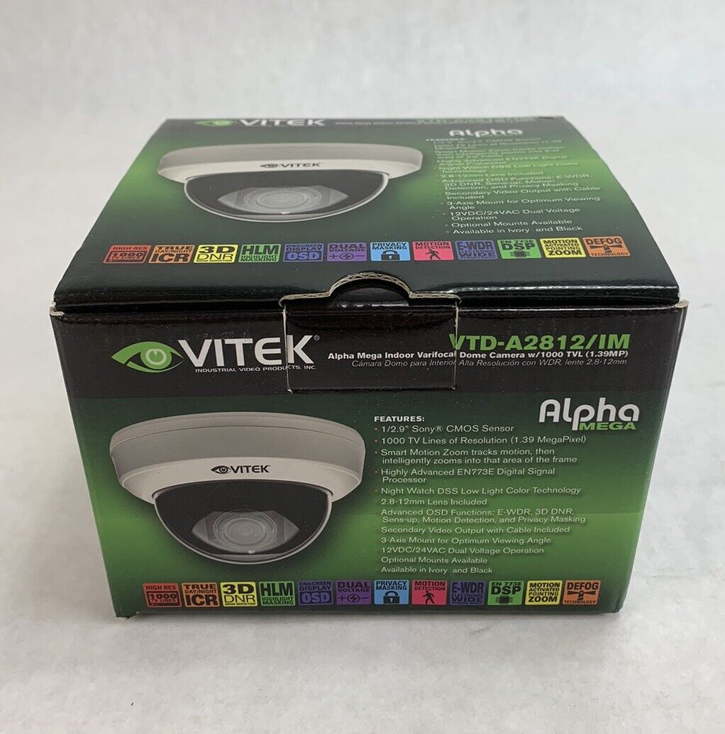 Vitek VTD-A2812/IM Alpha Mega Indoor Varifocal Dome Camera w/1000 TVL