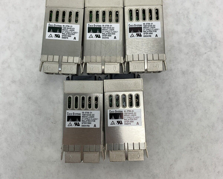 Lot 5 Cisco Systems Fiber Optic Module 30-0759-01 1000Base-SX 850nm Laser
