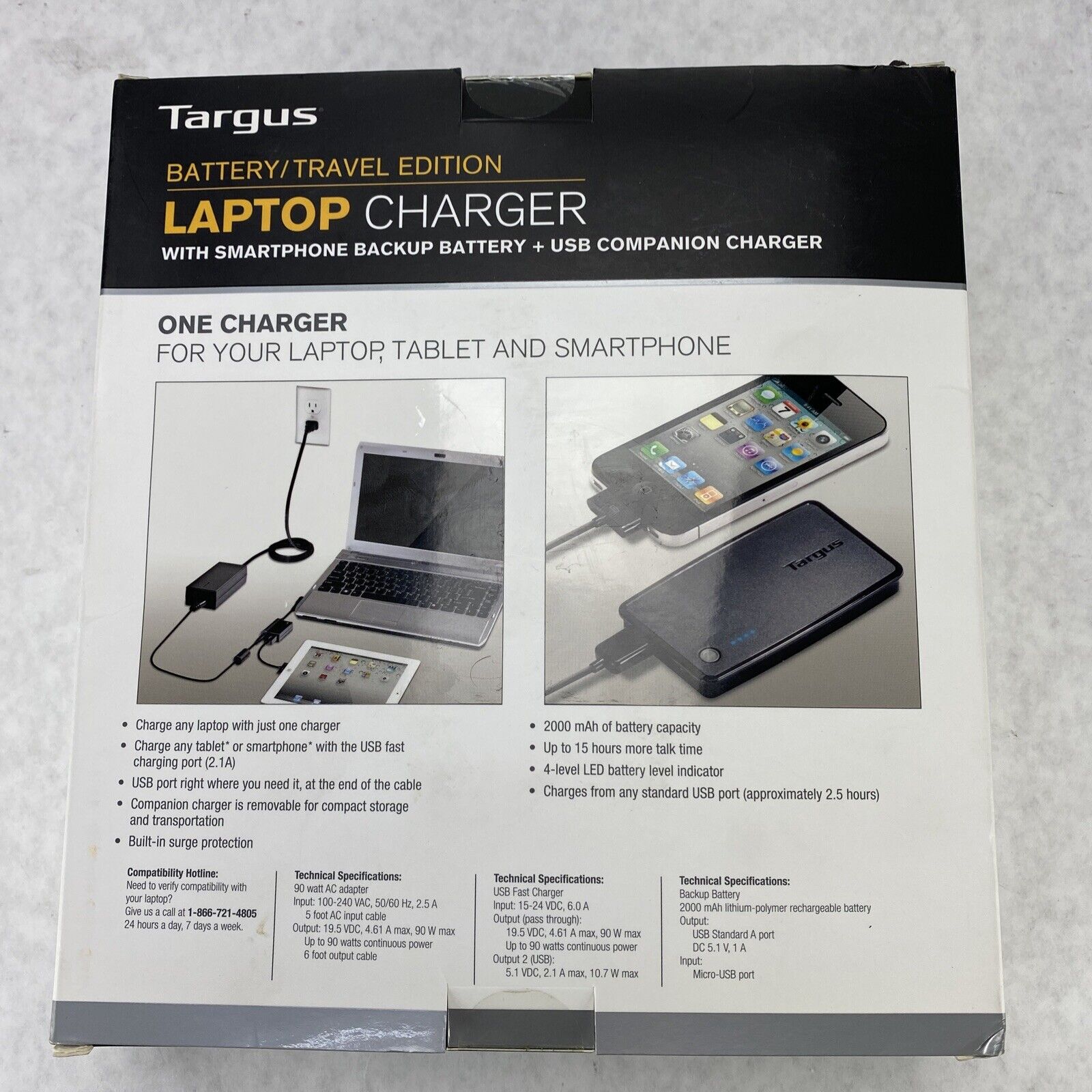 Targus APM035US Battery/Travel Edition 90W Laptop or Smartphone Charger