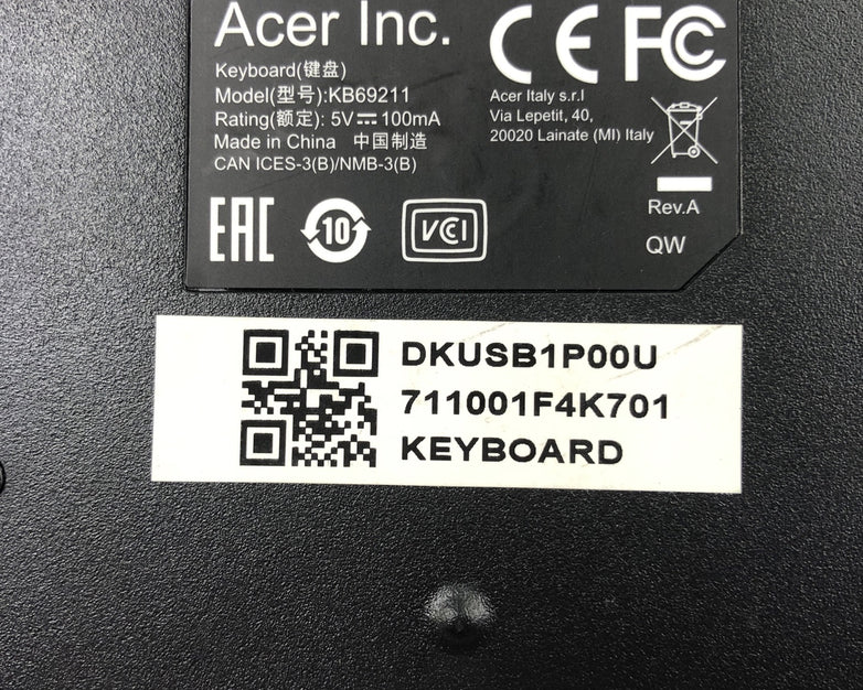 Lot of 2 Acer KB69211 USB Wired Slim Office Home Keyboard - Black