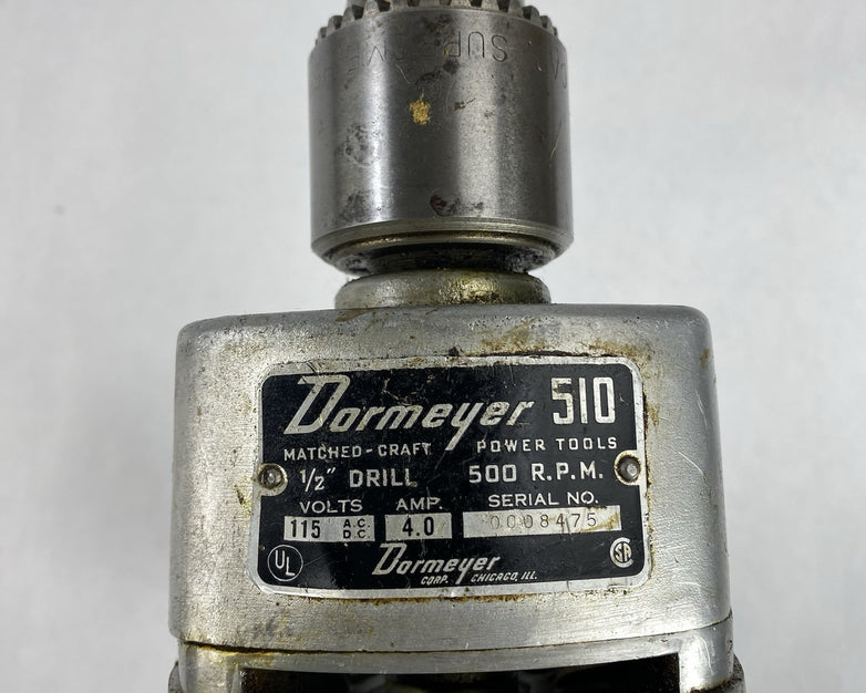 Dormeyer 510 1/2" 500 RPM 115V 4.0AMP Drill Power Tested