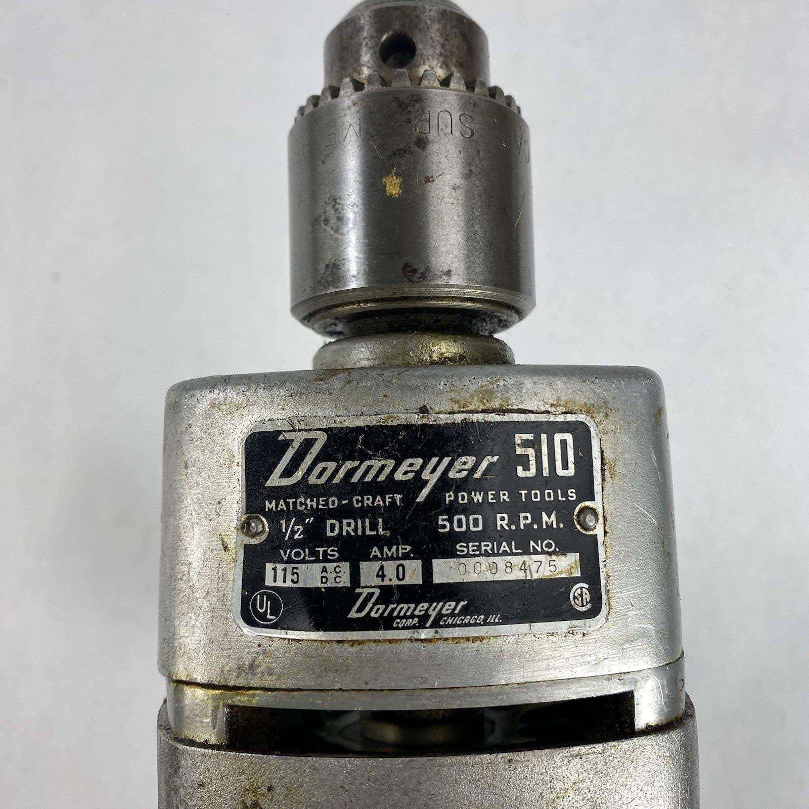 Dormeyer 510 1/2" 500 RPM 115V 4.0AMP Drill Power Tested10