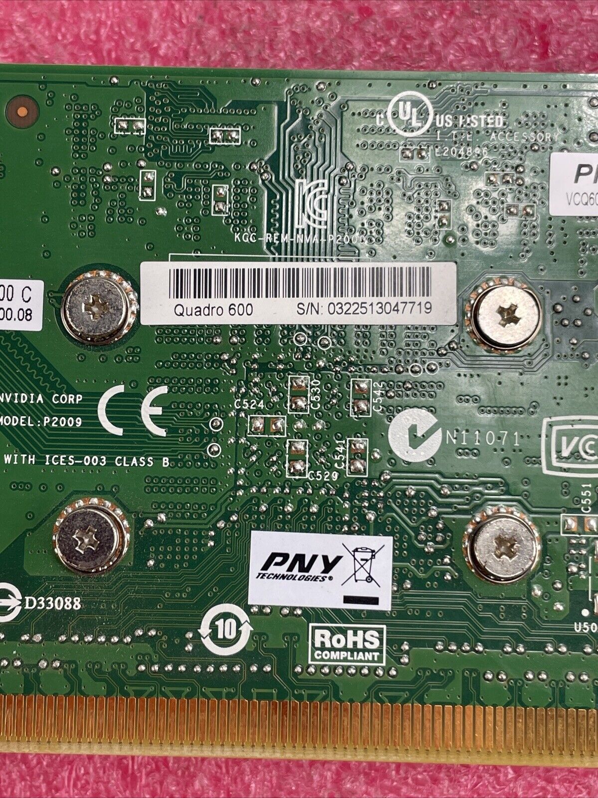 PNY Nvidia Quadro 600 Graphics Card 1GB PCIe DVI DP
